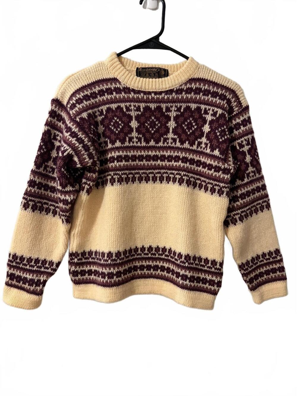 Vtg Nordstrikk A/SSweater Women’s Size XS/S Ivory Fair Isle Crewneck Nordic Ski